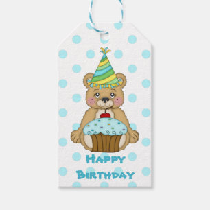 Cute Blue Polkadot Beer Birthday Cadeaulabel