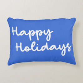 Cute Blue Prettige feestdagen Whimsical Lettering Accent Kussen