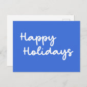 Cute Blue Prettige feestdagen Whimsical Lettering Briefkaart (Voorkant / Achterkant)