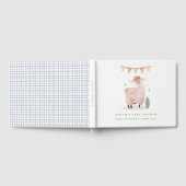 Cute Blue Pset Cactus Boho Llama Baby shower Gastenboek (Volledig)