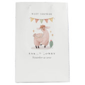 Cute Blue Pset Cactus Boho Llama Baby shower Medium Cadeauzakje (Voorkant)