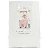 Cute Blue Pset Cactus Boho Llama Baby shower Medium Cadeauzakje (Achterkant)