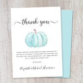 Cute Blue Pumpkin Baby Boy Shower Bedankkaart