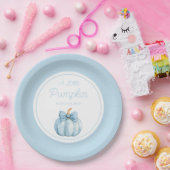 Cute Blue Pumpkin Boy Baby Shower Papieren Bordje (Feest)