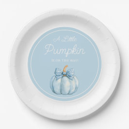 Cute Blue Pumpkin Boy Baby Shower Papieren Bordje