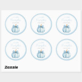Cute Blue Pumpkin Boy Baby Shower Ronde Sticker (Vel)
