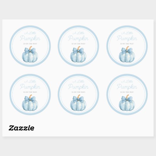 Cute Blue Pumpkin Boy Baby Shower Ronde Sticker (Vel)