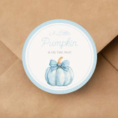 Cute Blue Pumpkin Boy Baby Shower Ronde Sticker