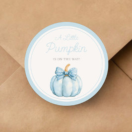 Cute Blue Pumpkin Boy Baby Shower Ronde Sticker
