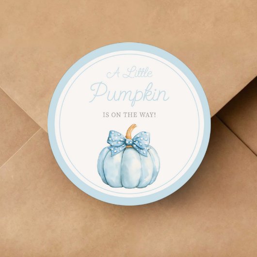 Cute Blue Pumpkin Boy Baby Shower Ronde Sticker