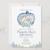 Cute Blue Pumpkin Waterverf 1ste verjaardag Kaart (Voorkant)