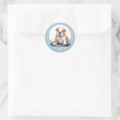 Cute Blue Puppy 1e kerstfoto Ronde Sticker (Tas)