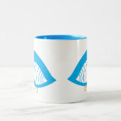 Cute blue quirky vogeltjes mok met tweetonige koff (Center)