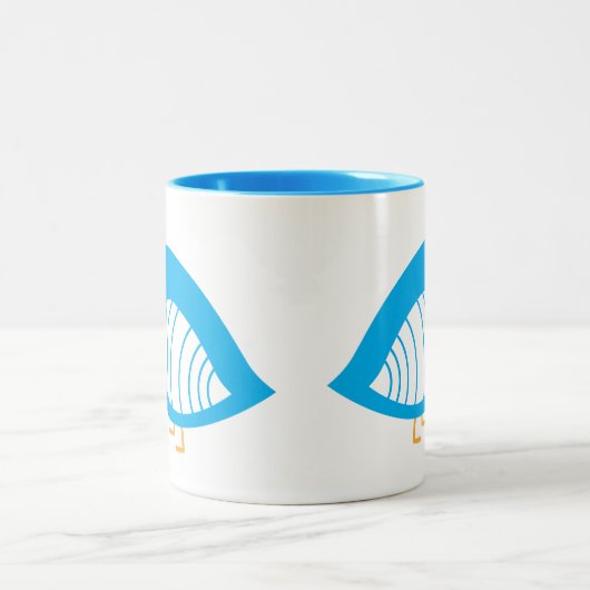 Cute blue quirky vogeltjes mok met tweetonige koff (Center)