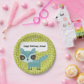 Cute Blue Raccoon Personalized Party Borden Papieren Bordje (Feest)