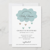 Cute Blue Rain Cloud Baby shower Invitation Kaart (Voorkant)