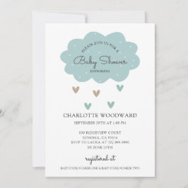 Cute Blue Rain Cloud Baby shower Invitation Kaart