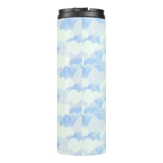 Cute Blue Rain Clouds Monogram Name Thermal Tumble Thermosbeker (Achterkant)