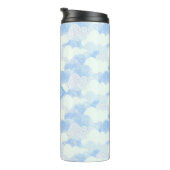 Cute Blue Rain Clouds Monogram Name Thermal Tumble Thermosbeker (Geroteerd rechts)
