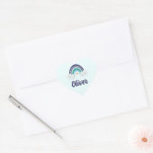 Cute Blue Rainbow | Baby Boy | Gepersonaliseerde n Hart Sticker (Envelop)