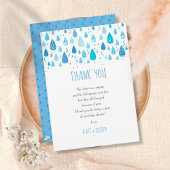 Cute Blue Raindrops Baby shower Dank je wel Bedankkaart