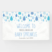 Cute Blue Raindrops Baby Sprinkle / Shower Welkom Spandoek (Horizontaal)