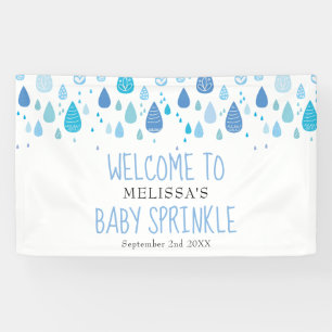 Cute Blue Raindrops Baby Sprinkle / Shower Welkom Spandoek
