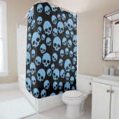 Cute Blue Random Skulls Pattern Showgordijn Douchegordijn (In situ)