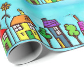 Cute Blue Real Estate Agent and Housewarming Cadeaupapier (Rol Hoek)