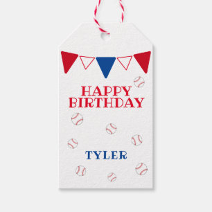 Cute Blue Red Baseball Happy Birthday Cadeaulabel