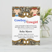 Cute Blue & Red Camo Country Gender onthullen Invi Kaart (Staand voorkant)