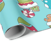 Cute Blue Red Green Kerstmis-stoppatroon Cadeaupapier (Rol Hoek)