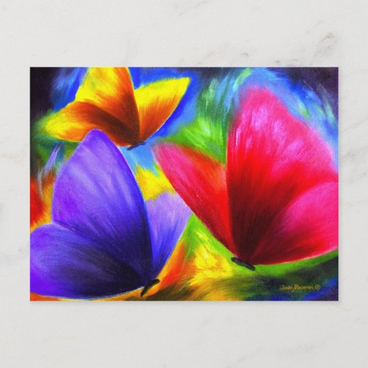 Cute Blue Red Yellow Butterfly Illustratie Briefkaart (Voorkant)