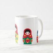 Cute Blue Red Yellow White Green Russian Doll Koffiemok (Voorkant rechts)