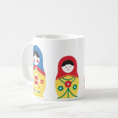 Cute Blue Red Yellow White Green Russian Doll Koffiemok (Voorkant links)