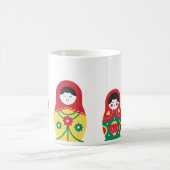 Cute Blue Red Yellow White Green Russian Doll Koffiemok (Center)
