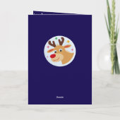 Cute Blue Reindeer Kid`s Name Merry Christmas Kaart (Achterkant)