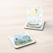 Cute Blue  Retro Camper Caravan Bier Onderzetter (Rechterzijde)