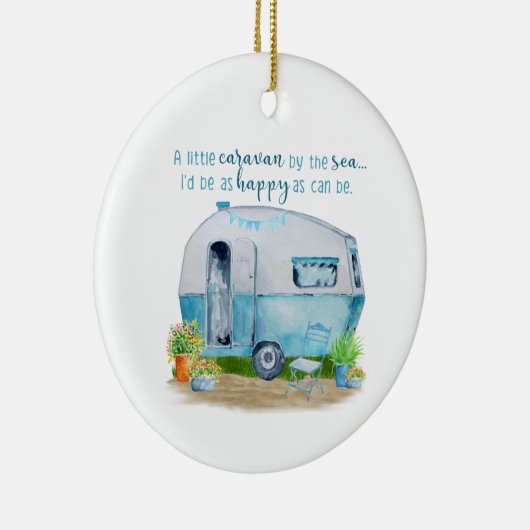 Cute Blue Retro Camper Caravan Keramisch Ornament (Rechts)