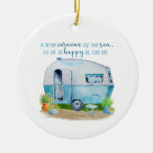 Cute Blue Retro Camper Caravan Keramisch Ornament (Voorkant)