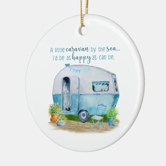 Cute Blue Retro Camper Caravan Keramisch Ornament (Links)