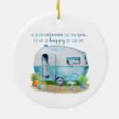 Cute Blue Retro Camper Caravan Keramisch Ornament (Achterkant)