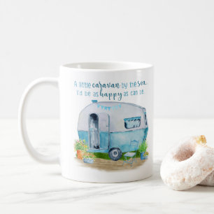 Cute Blue  Retro Camper Caravan Koffiemok