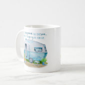 Cute Blue Retro Camper Caravan Koffiemok (Voorkant links)