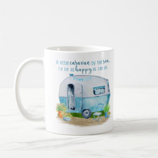 Cute Blue  Retro Camper Caravan Koffiemok (Links)