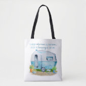 Cute Blue  Retro Camper Caravan Tote Bag (Voorkant)