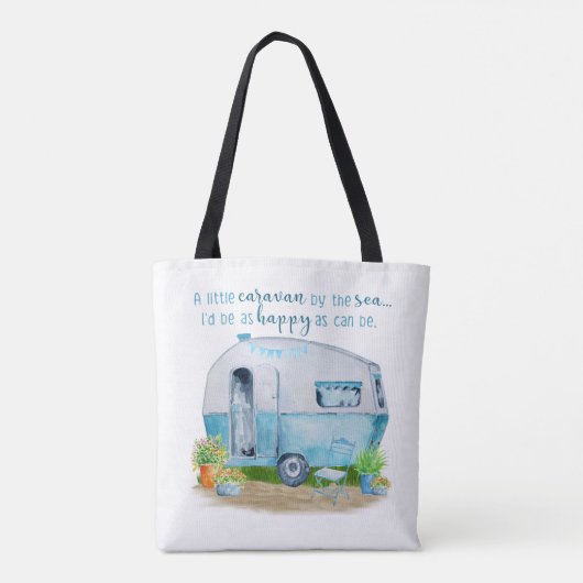 Cute Blue  Retro Camper Caravan Tote Bag (Achterkant)