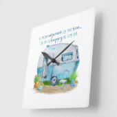 Cute Blue  Retro Camper Caravan Vierkante Klok (Hoek)
