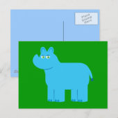 Cute Blue Rhino Briefkaart (Voorkant / Achterkant)