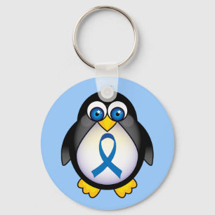 Cute Blue Ribbon Penguin Awareness Kechain Sleutelhanger
